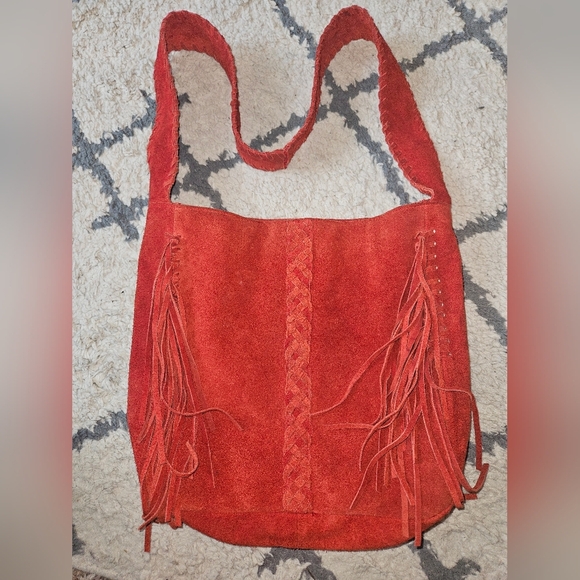 Raj Imports 100% Genuine Leather Fringe Boho Style Crossbody Bag - Picture 1 of 6